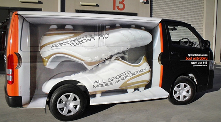 creative graphics printing and advertising on vehicles